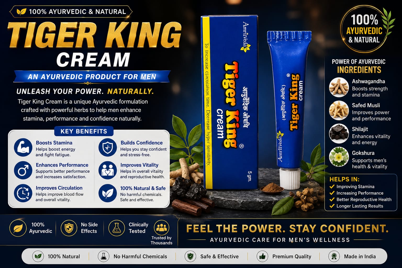Tiger king tube blue increase timing best result 100% quality best performance men 5,g