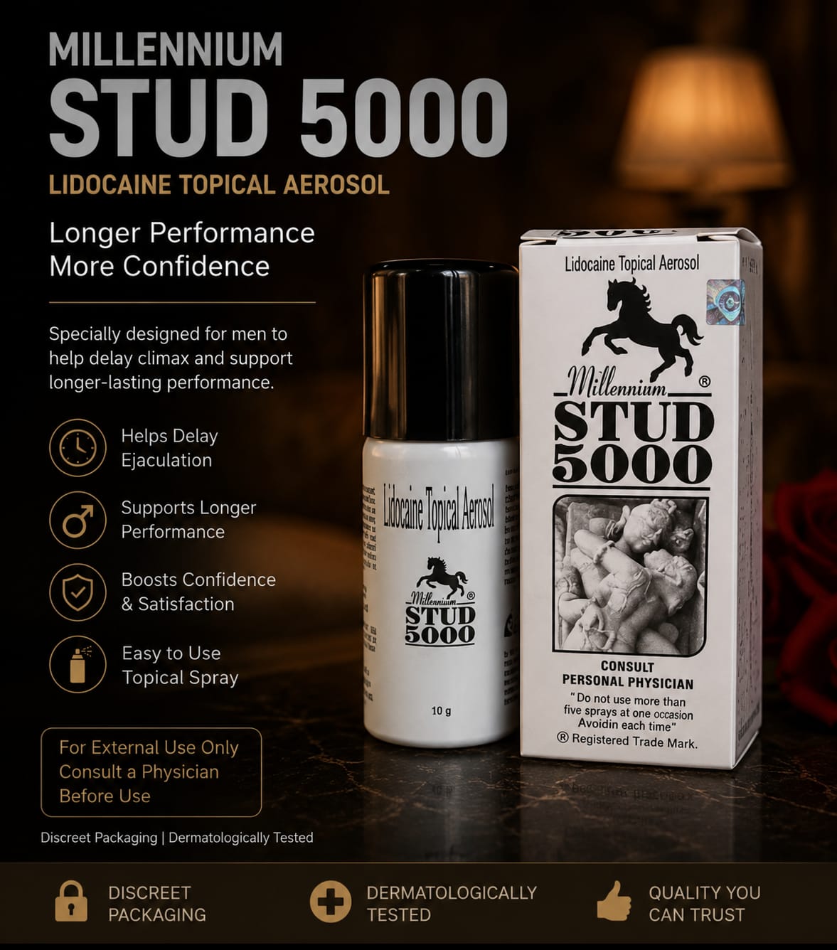 Millennium stud 5000 delay spray for men increase timing best performance 20ml