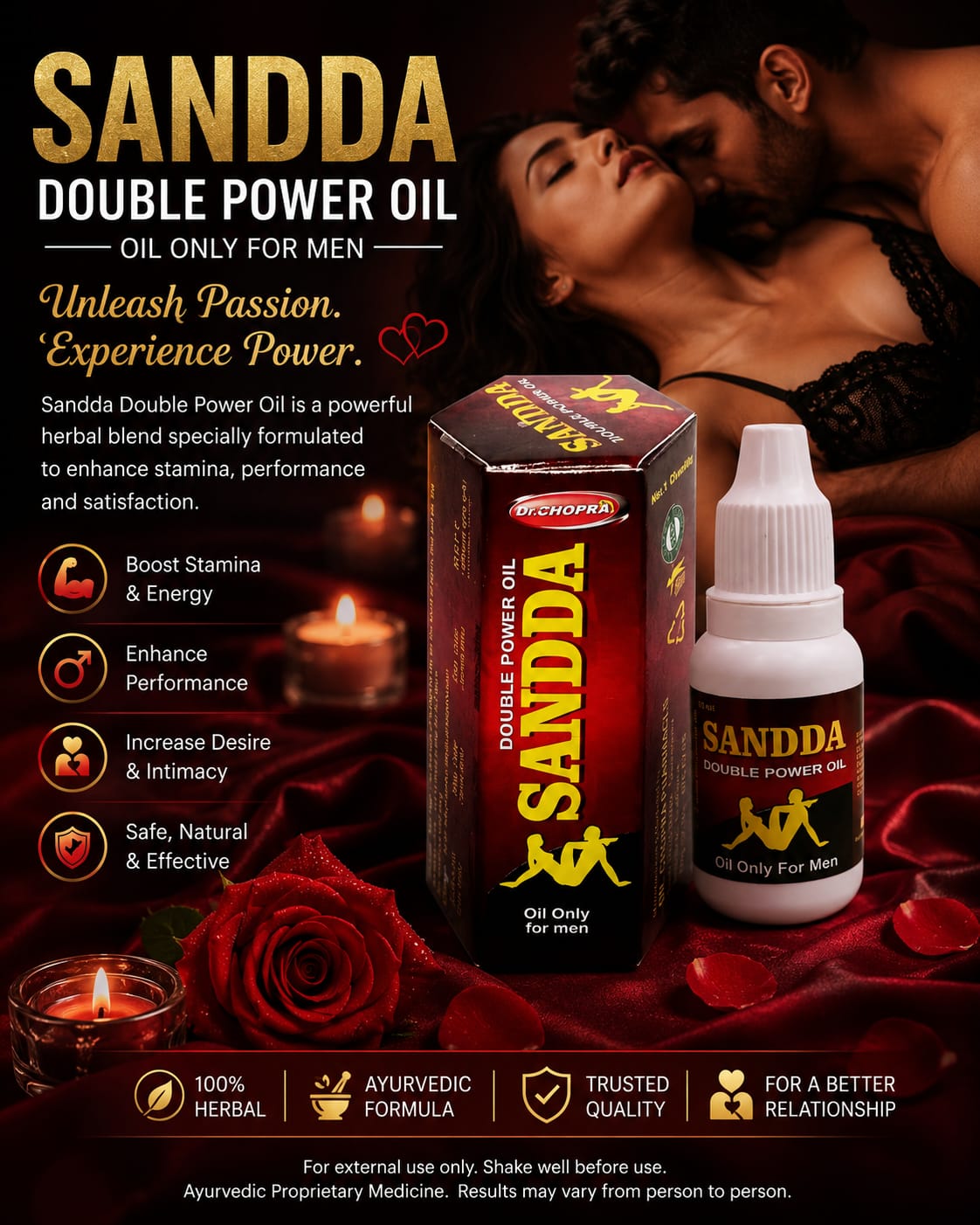 Sandda double power oil increase timing best quality 100% result only for men 15ml